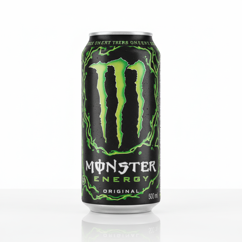 Monster Energy Original Green 500ml can on white background