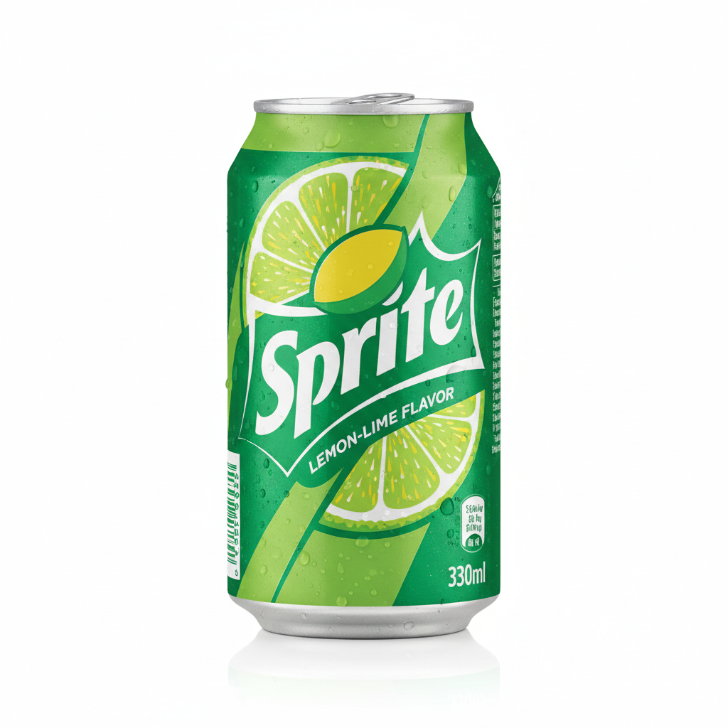 Sprite 330ml can on white background