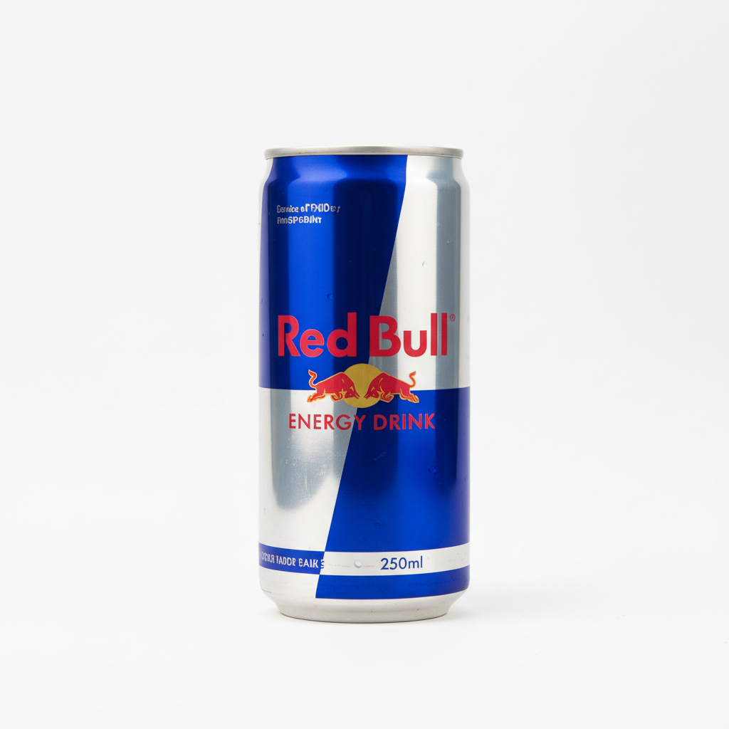 Red Bull 250ml can on white background
