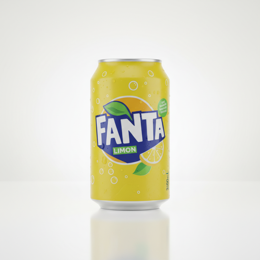 Fanta Limón 330ml can on white background